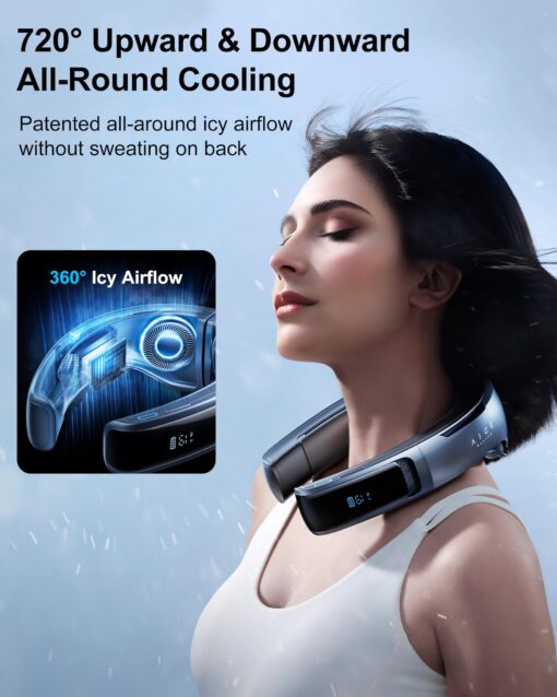 RANVOO 2024 [No.1 Coolest & Most Portable] AICE LITE Neck Air Conditioner, Ultimate Immersive Cooling 6,000 mAh Rechargeable Neck Fan Personal Cooling Device Gift that Blow Cold Air, Sky Blue - Image 6