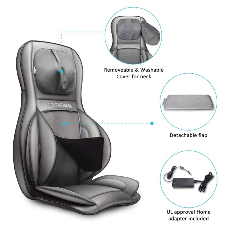 COMFIER Massager Chair with Heat, Shiatsu Neck Back Massager Portable with Compress & Rolling,Massage Chair Pad for Full Back, Neck & Shoulders,Full Body Pain, Gray - Image 4