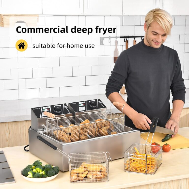 Commercial Deep Fryer with Basket for Restaurant or Home Use, 3400W 12.7QT Detachable Large Capacity Stainless Steel Countertop Electric Oil Fryer with Temperature Control - Image 9