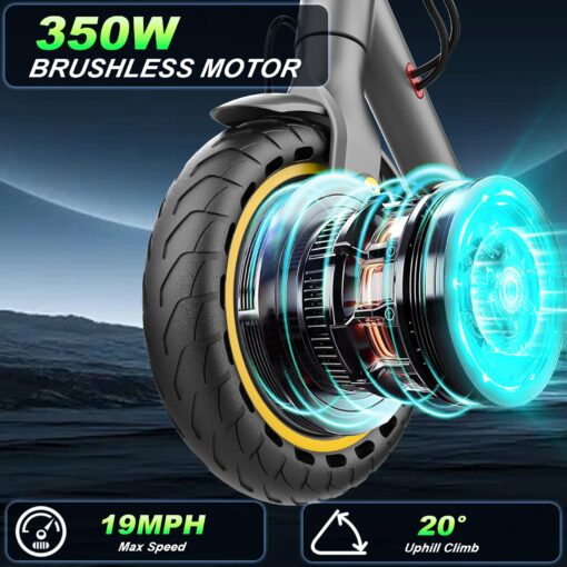 Qlaway 8.5" E Scooter for Adults Aluminum Alloy Frame 20 MPH 350W Motor 281WH Battery, Motorized Scooter Up to 20 Miles Range, Foldable Bearing 265 LBS/APP Control - Image 7