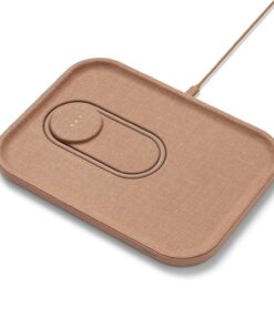 COURANT MAG:3 Charger and Tray - Belgian Linen, Multi-Device Charger Compatible with MagSafe iPhones 16, 15, 14, 13, 12 or Wireless AirPod Cases (Camel)