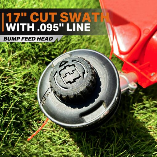 RB 17" Cordless String Trimmer, 40V Lithium Battery Weed Wacker with 4.0Ah Battery & Fast Charger & .095'' line, 2 in 1 Grass Trimmer and Edger, 2-Speed Adjustable, Low Vibration Lawn Garden Tool - Image 3