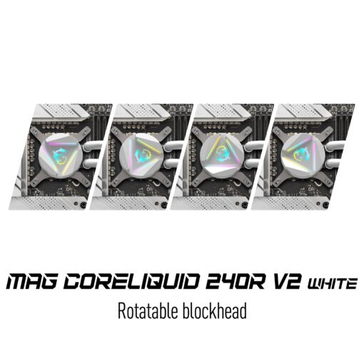 MAG CoreLiquid 240R V2 White - AIO ARGB CPU Liquid Cooler - Rotating Cap Design - LGA 1700 Ready - 240mm Radiator - Dual 120mm ARGB PWM Fans - Image 7