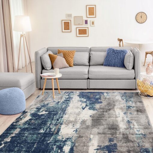 LUXE WEAVERS Euston Collection D.Blue-L.Blue 8x10 Modern Abstract Area Rug - Image 6