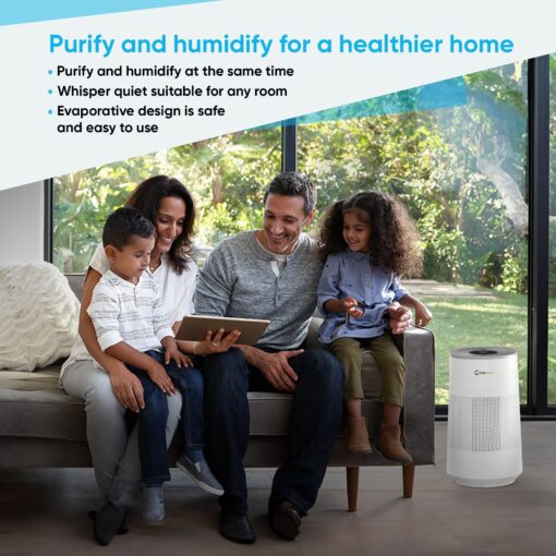 Air Purifier and Humidifier Combo All in One for Bedroom - Quiet 2 in 1 Smart Air Humidifier and Purifier for Home - Use Year-round for up to 1100 sq ft - InvisiClean AquaNova - Image 2