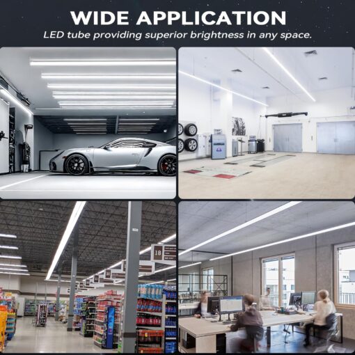 JESLED LED Shop Light 8FT, 100W 6500K Cool White, 15000LM High Output, V Shape, T8 Linkable 8 Foot LED Tube Lights for Garage, Warehouse, Plug and Play, Clear Cover - Image 2