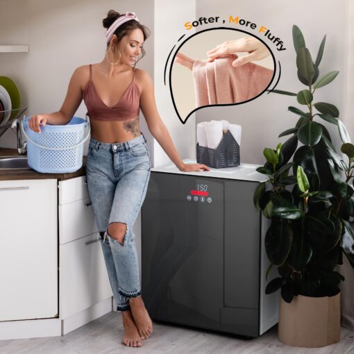 Euhomy Portable Dryer for apartments,Clothes Dryer with 4 Modes,1.5cu.ft Compact Dryer,Load Capacity 5.5lbs,LCD Panel Control,Black&White - Image 3