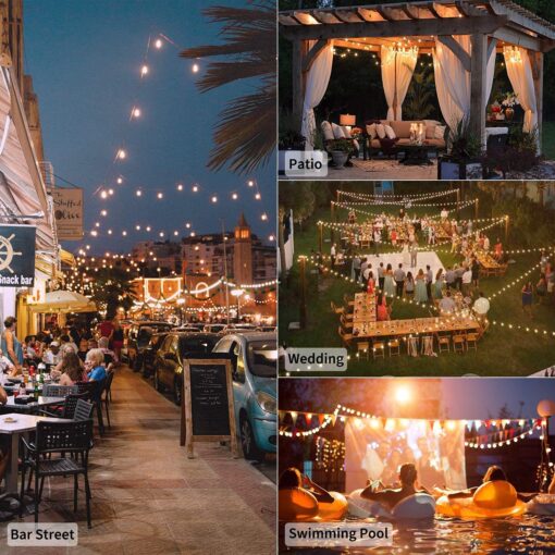 Brightown Led String Lights Outdoor 100Ft Waterproof G40 Patio Lights with 104(4 Spare) Led Shatterproof Bulbs, Led Globe Hanging Lights for Porch Bistro Balcony Backyard Decor, E12 Socket, 2200K - Image 3
