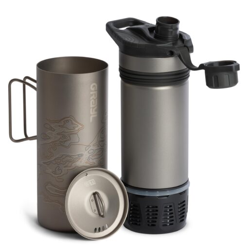 GRAYL GeoPress Titanium 24 oz Water Purifier Bottle with Cooking Lid - Filter for Hiking, Camping, Survival, Travel (Covert Black) - Image 9