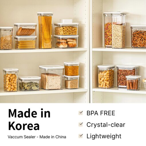 VAKUEN Premium Airtight Food Storage Containers Mega 8P/Set. Total 46.11cup, 7pcs Container and Vacuum Sealer. Smart One-Click Seal Lid, Patented Double Silicone Lining, 100% Leak Proof, BPA-FREE - Image 4