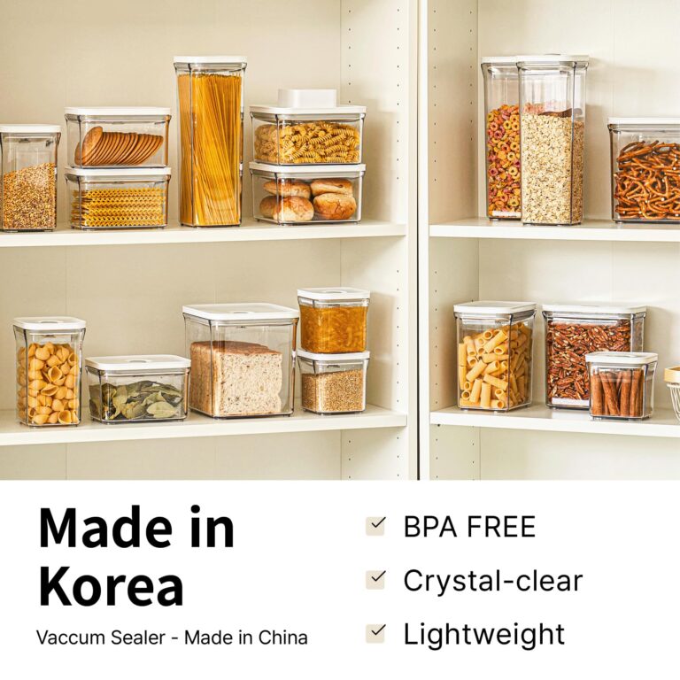 VAKUEN Premium Airtight Food Storage Containers Mega 8P/Set. Total 46.11cup, 7pcs Container and Vacuum Sealer. Smart One-Click Seal Lid, Patented Double Silicone Lining, 100% Leak Proof, BPA-FREE - Image 4