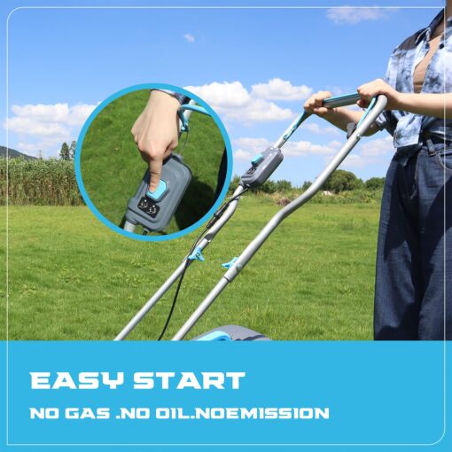 Cordless Lawn Mowers, 15 Inch Lightweight Lawn Mower, 40V Lithium-ion Lawnmower w/Brushless Motor, 5 Cutting Heights Adjustable -Low Noise 2 in 1 Push Mower - Image 7