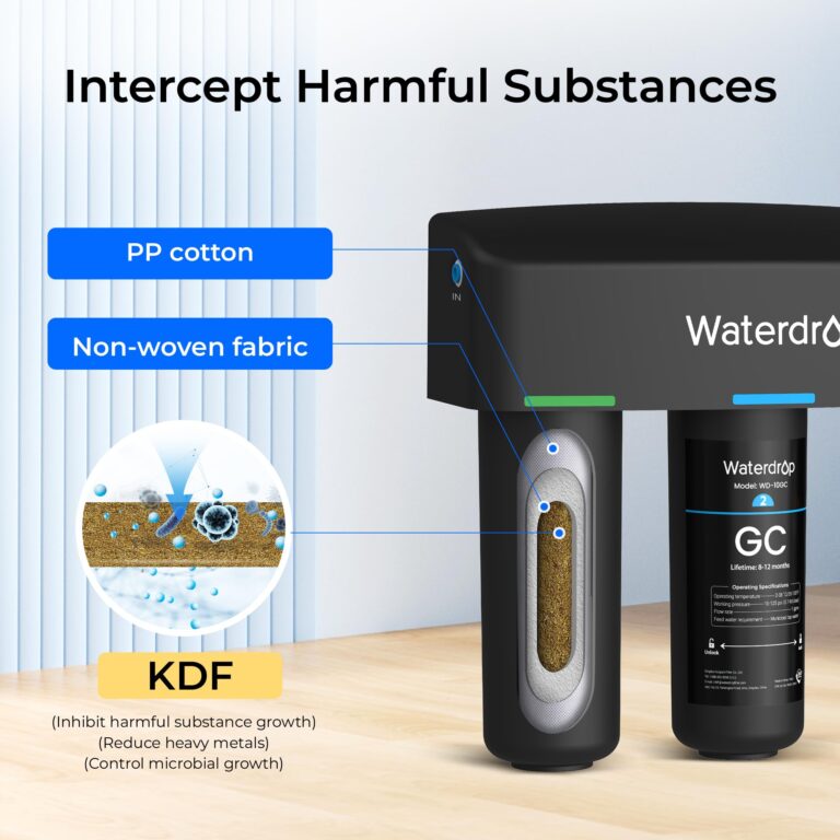 Waterdrop TSB-ALK 8 Layer High Capacity Slightly Alkaline Under Sink Water Filter, Reduces PFAS, PFOA/PFOS, Fluoride, Chlorine, Bad Taste & Odor, with Dedicated Faucet, Under Sink Water Filter - Image 6