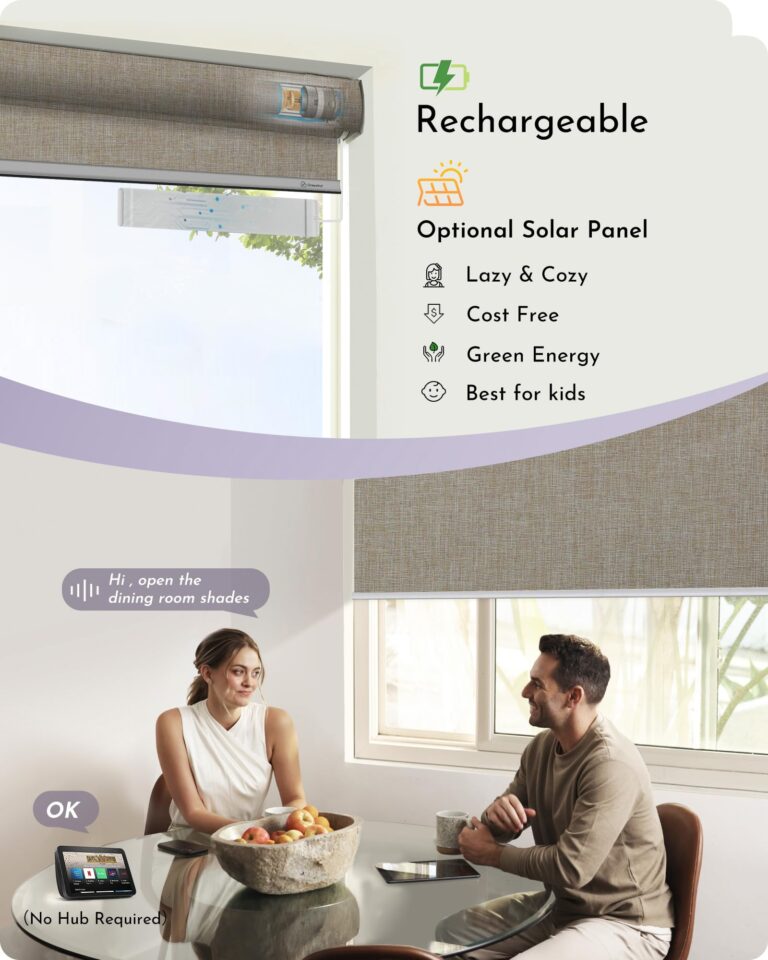 Graywind Motorized Roller Shades Compatible with Alexa Google Smart Blackout Shades with Remote Triple Weaved Fabric Window Blinds with Valance for Smart Home Office, Customized Size (Light Coffee) - Image 6
