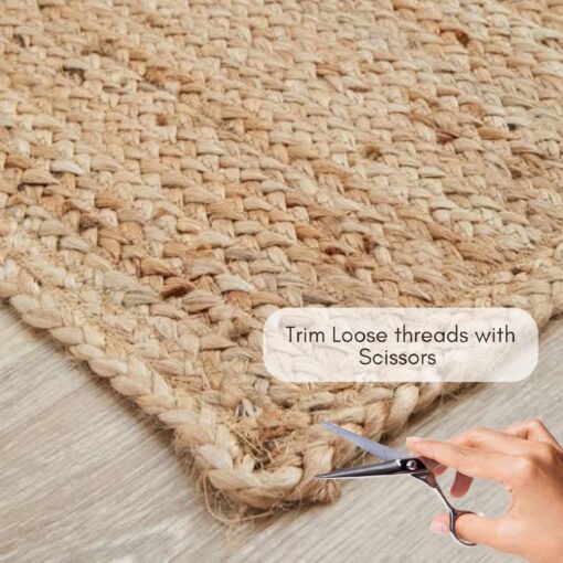 FRELISH DECOR Handwoven Jute Area Rug - 8 feet Round - Natural Yarn - Rustic Vintage Beige Braided Reversible Rug - Eco Friendly Rugs for Bedroom - Kitchen - Living Room - Farmhouse (8' Round) - Image 6