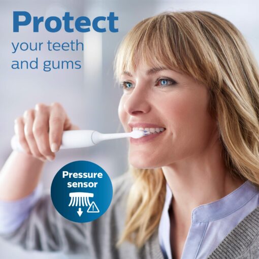 Philips Sonicare ProtectiveClean 6100 Rechargeable Electric Toothbrush, with Pressure Sensor, 3 Cleaning Modes, SmarTimer and QuadPacer, 14-Day Battery Life, Travel Case, Navy Blue, Model HX6871/49 - Image 5