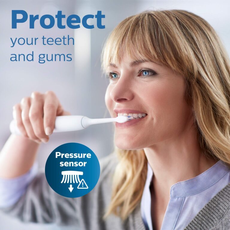 Philips Sonicare ProtectiveClean 6100 Rechargeable Electric Toothbrush, with Pressure Sensor, 3 Cleaning Modes, SmarTimer and QuadPacer, 14-Day Battery Life, Travel Case, Navy Blue, Model HX6871/49 - Image 5