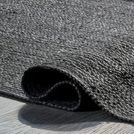 GRUHUM Black Jute Area Rug 10ft Natural Fiber Round Handwoven Boho Farmhouse Rustic Vintage Soft Braided Reversible EcoFriendly Rugs for Indoor Kitchen Bedroom Living Room Hallways (10' ft Round) - Image 3