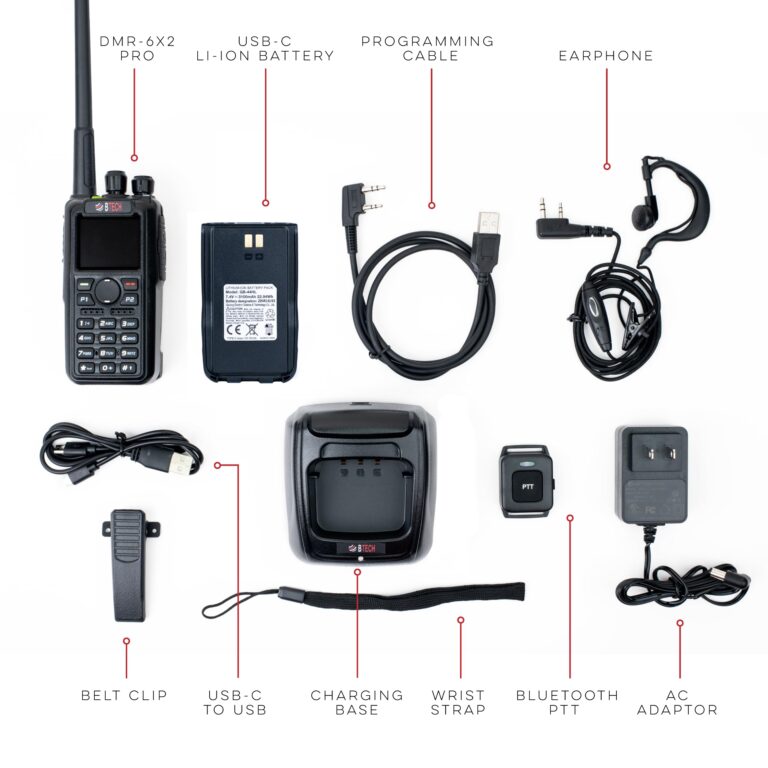 BTECH DMR-6X2 PRO DMR & Analog Two-Way Radio (Bluetooth + GPS) USB-C Battery – 7W VHF/UHF (136-174MHz & 400-480MHz), Encryption, Talker Alias, APRS, Roaming, Voice Recording, with Accessory Kit - Image 5