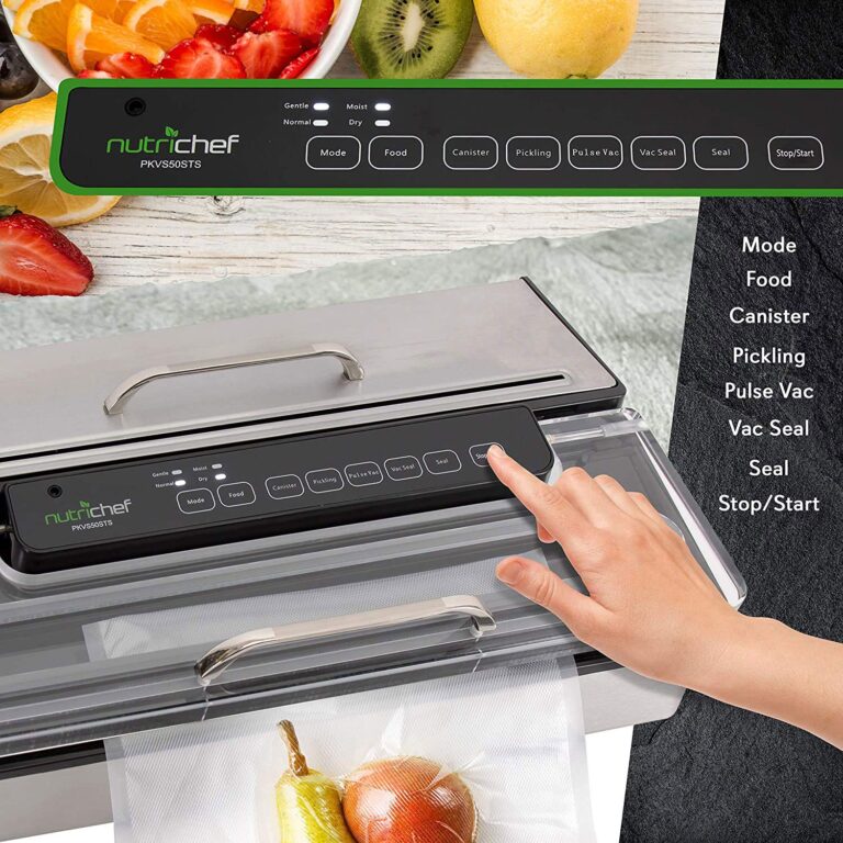 NutriChef PKVS50STS Commercial Grade Vacuum Sealer Machine-400W Automatic Double Piston Pump Air Machine Meat Packing Storage Preservation Sous Vide w/Dry Wet Seal, Vac Roll Bags, Extra Large, Silver - Image 3