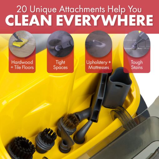 Vapamore MR-100 Primo Steam Cleaner, 20 Extensions/Attachments including the Turbo Pet Tool, Chemical Free Professional-Grade Steamer for Cleaning Floors, Mattresses, Cars, Upholstery and More - Image 4
