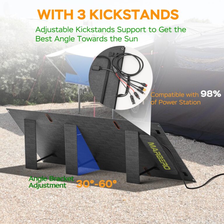 MARBERO 200W Portable Solar Panel for Power Station & USB/DC Devices 200 Watt Foldable Solar Charger >23% High Efficiency IP68 Waterproof Compatible with Solar Generator for Camping RV Outdoor Cloudy - Image 5