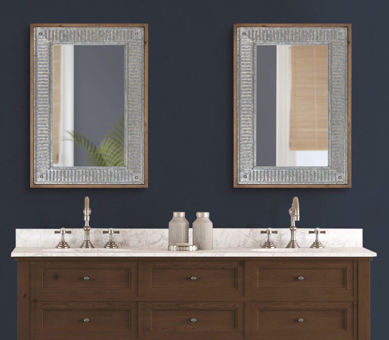 Kate and Laurel Deely Farmhouse Wall Mirror, 20 x 30, Rustic Brown and Silver, Rustic Wall Decor with Galvanized Metal Frame - Image 7