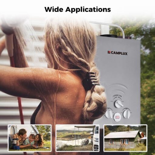 CAMPLUX Portable Water Heater 1.58 GPM, BW158G Propane Water Heater Outdoor, 41,000 BTU, Camping Shower, Easy to Install, Gray - Image 8