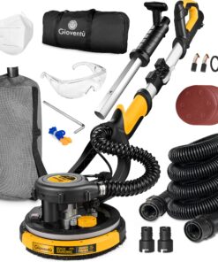 Drywall Sander, 750W Powerful Electric Drywall Sander with Vacuum Attachment, Auto Dust Collection, 7 Variable Speed 900-1800RPM, Dustless Wall Sander with Long Power Cord for Popcorn Ceiling, Drywall