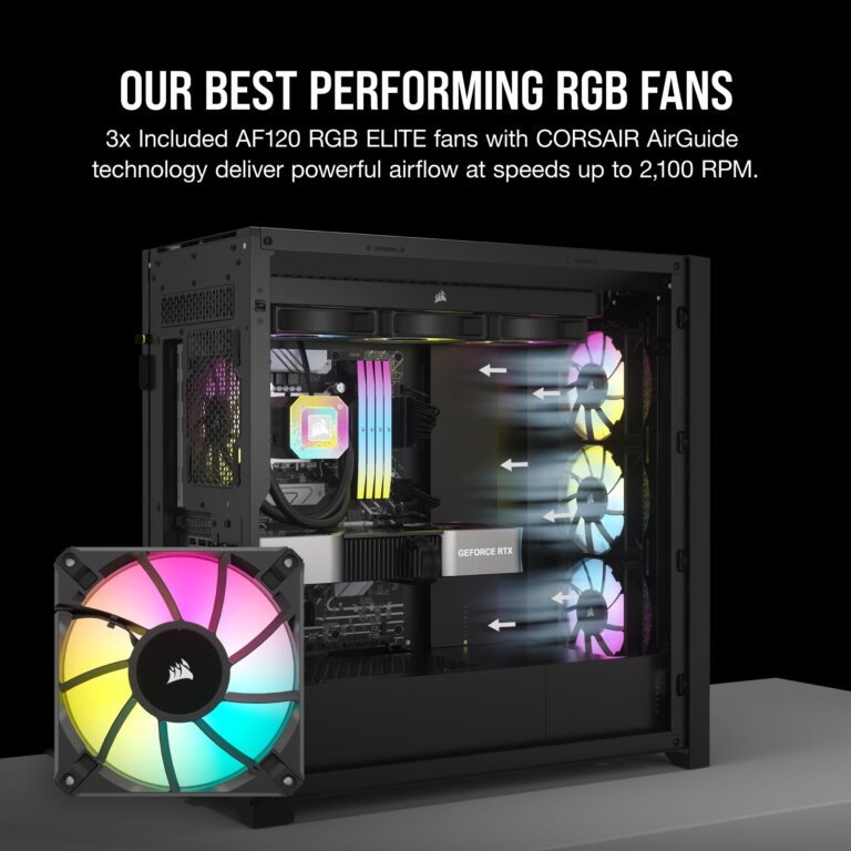 Corsair 5000D RGB Mid-Tower Case - 3X AF120 RGB Fans - Lighting Node PRO - High-Airflow Design - RapidRoute Cable Management - Black - Image 5