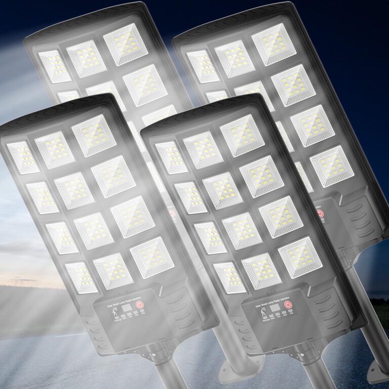 Heisolcool Solar Street Lights Outdoor Waterproof, 23000LM 320° Wide Angle Flood Light, LED Solar Parking Light with Motion Sensor and Remote Control, Suitable for Street, Parking lot-4PACK
