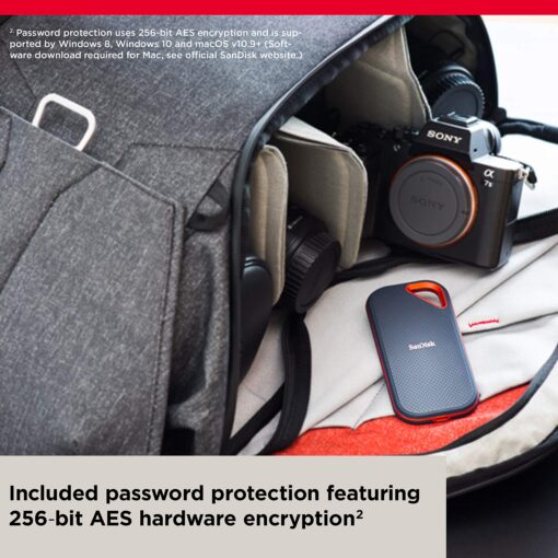 SanDisk 2TB Extreme PRO Portable SSD - Up to 2000MB/s - USB-C, USB 3.2 Gen 2x2, IP65 Water and Dust Resistance, Updated Firmware - External Solid State Drive - SDSSDE81-2T00-G25 - Image 2