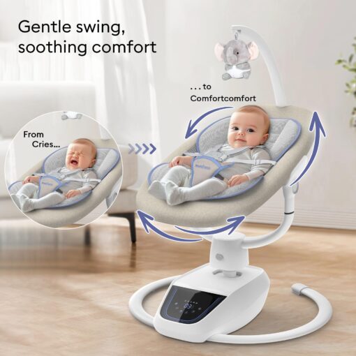 MOMFANN Baby Swing for Infants, ‎3D-Motion Electric Infant Swing for Baby Boy Girl, Adjustable Height and Angle 360°Rotating Seat (Classic Oat) - Image 5
