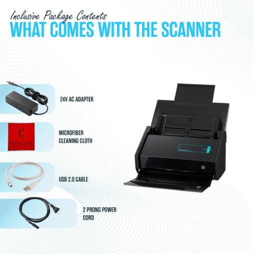Fujitsu IX500 Scansnap USB High Speed Cloud Enabled Document, Photo & Receipt Scanner for Mac & PC - 1 Year Warranty - ADF with Duplex Scanning - Comes with 16, USB 3.0 Cable (Renewed) - Image 6
