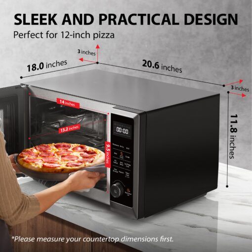TOSHIBA Air Fryer Combo 8-in-1 Countertop Microwave Oven, Convection, Broil, Odor removal, Mute Function, 12.4" Position Memory Turntable with 1.0 Cu.ft, Black stainless steel, ML2-EC10SA(BS) - Image 3