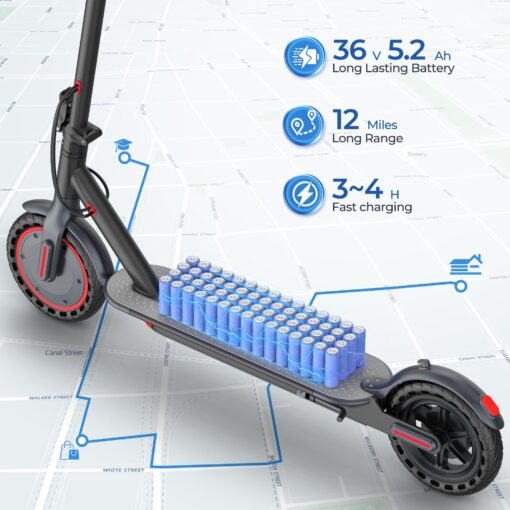 Electric Scooter, 8.5" /10“Tire, 16/19/22Mph Top Speed, 12/22/28 Miles Long Range, Folding Escooter for Adults and Teens with Dual Braking,Dual Suspension, App - Image 9