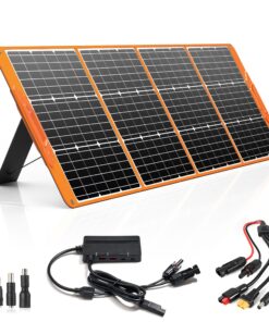 200 Watt Portable Solar Panel for Power Station Generator, 18V IP65 Waterproof 4 Kickstands Foldable Solar Panel, Solar Charger with MC4 Cable and USB Outputs for Outdoor Trip RV Camping Off Grid