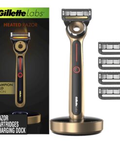 Gillette Labs Heated Razor Gold Edition - 1 Handle, 5 Blade Refills, 1 Charging Dock