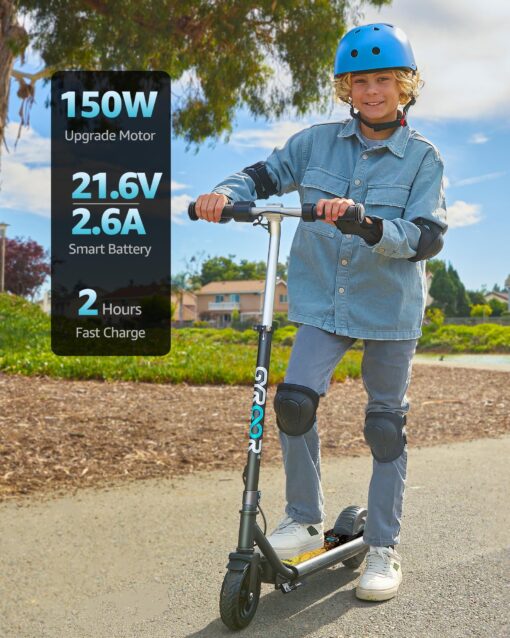 Gyroor H30 Max Electric Scooter for Kids Ages 8-12, 150W Powerful Motor, Bluetooth Music, Dual Brake System, Adjustable Height and Speed, Best Gifts for Kids, H30Max-8QY - Image 6