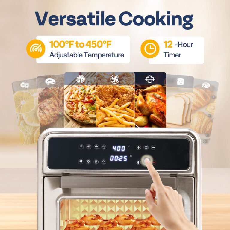 VIVOHOME 21 Qt Air Fryer Toaster Oven Combo, 8-in-1 Convection Oven Countertop with Rotisserie and Dehydrator, Stainless Steel Digital Air Fryer Oven with 7 Accessories, 1800W - Image 6
