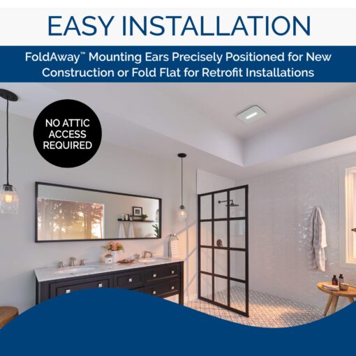 Broan-NuTone AE110LK Ventilation Fan with LED CleanCover and Roomside Installation, ENERGY STAR Certified, 110 CFM, 1.0 Sones, White - Image 3
