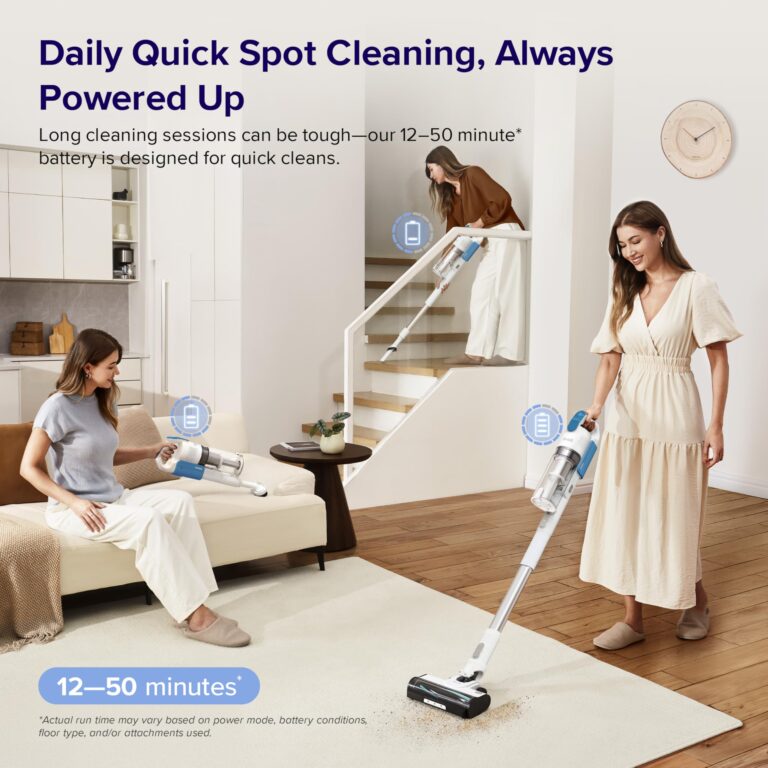LEVOIT Cordless Vacuum Cleaner, Stick Vac with Tangle-Resistant Design, Up to 50 Minutes, Powerful Suction, Rechargeable, Lightweight, and Versatile for Carpet, Hard Floor, Pet Hair, White＆Blue - Image 6