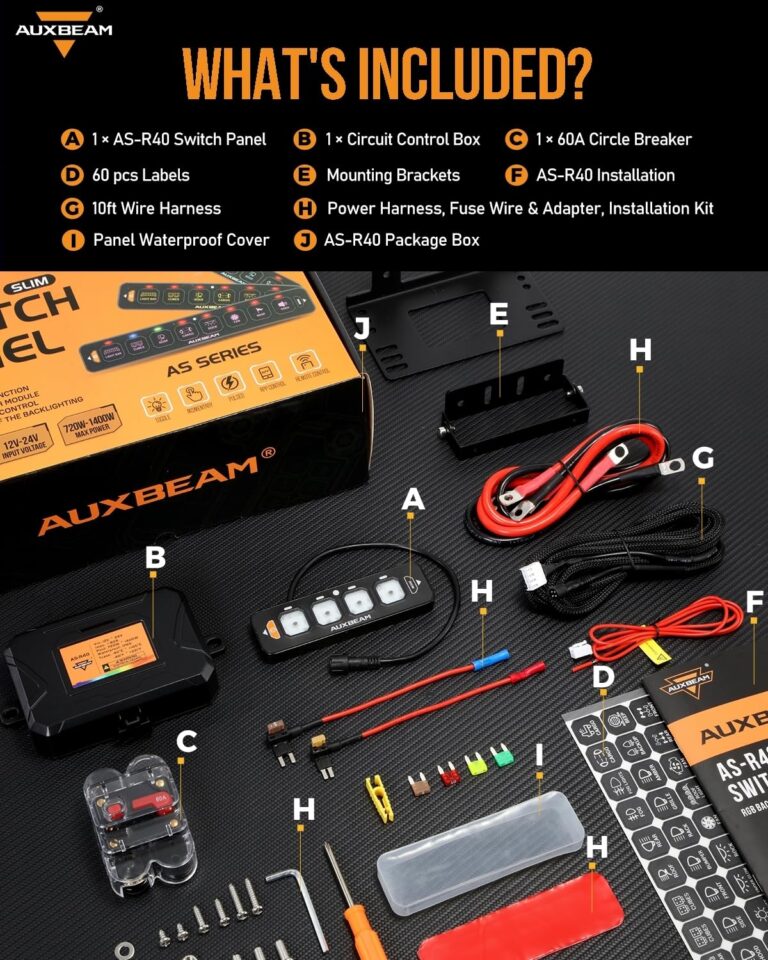 Auxbeam 4 Gang Slim Switch Panel RGB AS-R40 Automatic Dimmable Switch Panel with Toggle Momentary Pulsed LED Control Panel Off Backlight 12-24V for Truck Offroad Car Boat Waterproof, 2-Year Warranty - Image 2