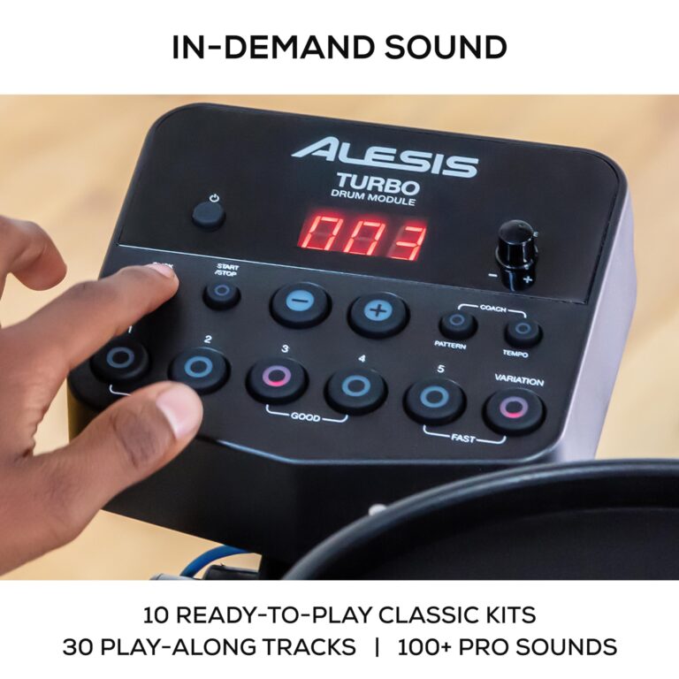 Alesis Turbo Mesh Kit – Electric Drum Set With 100+ Sounds, Quiet Mesh Drum Pads, Drum Sticks, Connection Cables, Drum Lessons - Image 14
