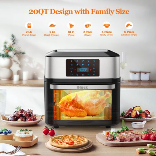 Air Fryer Oven Large 20 QT, 10-in-1 Air Fryer Toaster Combo with Window for Family, Airfryer Oven with Rotisserie Racks & Cookbook, ETL Certified - Image 7