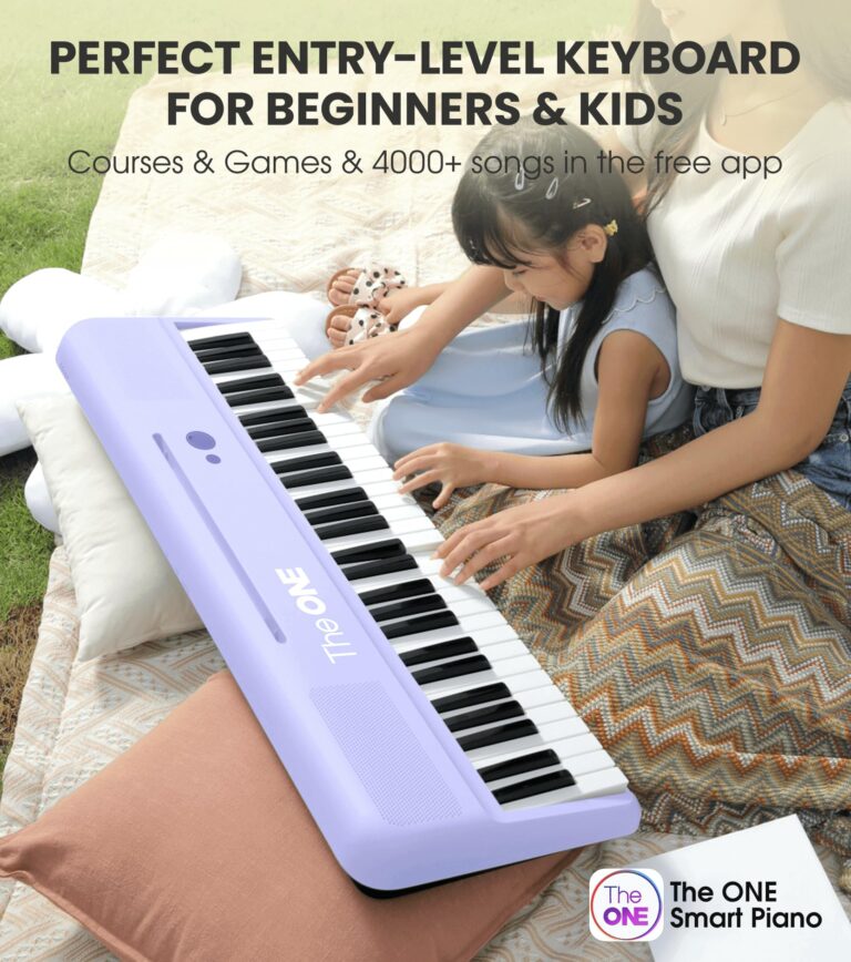 The ONE Smart Keyboard COLOR 61 Lighted Keys Piano Keyboard, Electric Piano for Beginners with 256 Tones, 64 Polyphony, Built-in LED Lights & Apps, Supports USB MIDI/Headphones (Purple) - Image 7