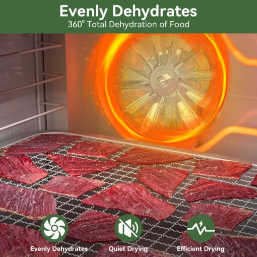 VALONDINO 12-Tray Food Dehydrator – 600W Adjustable Temperature (86℉-194℉) & Digital Timer, Quiet Operation, Ideal for Jerky, Fruits, Vegetables, Dog Treats, and Healthy Snacks – Includes Recipe Guide - Image 3