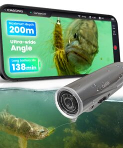 CanFish Fishing CamX Fishing Finders Camera Camera, HD 1080P &136°Ultra-Wide-Angle,656FT ROV Waterproof/Motion Sensing/Segmented Intelligent Recording/Wireless Charge/App Compatible (Grey)