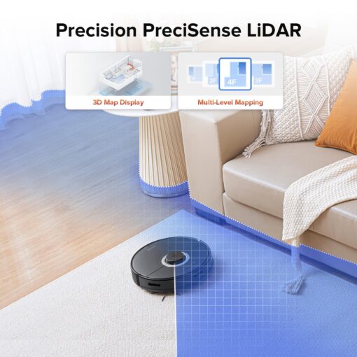 roborock Q7 Max Robot Vacuum and Mop, 30-Level Adjustable Water Flow, 4200Pa Suction, PreciSense LiDAR Navigation, No-Go Zone, No-Mop Zone, 3D Mapping, App & Voice Control, Ideal for Pet Hair - Image 6