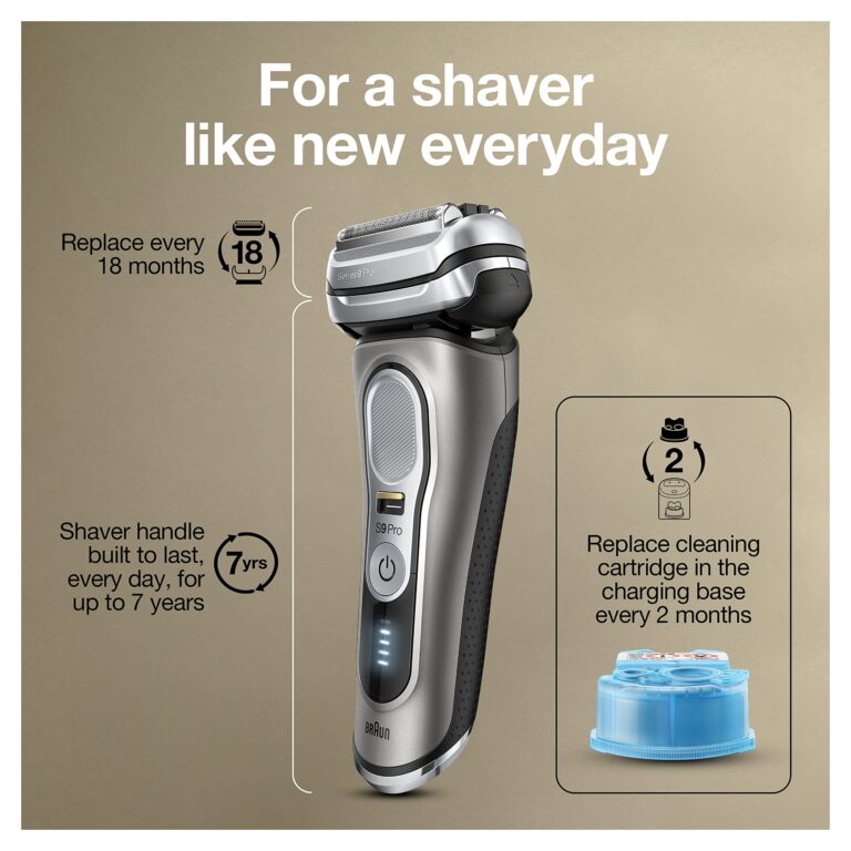 Braun Electric Razor for Men, Series 9 Pro 9465cc Wet & Dry Electric Foil Shaver with ProLift Beard Trimmer, Cleaning & Charging SmartCare Center, Head Shavers for Bald Men, Noble Metal - Image 3